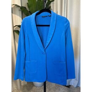 Susan Graver Weekend Blue Knit Blazer Jacket Small